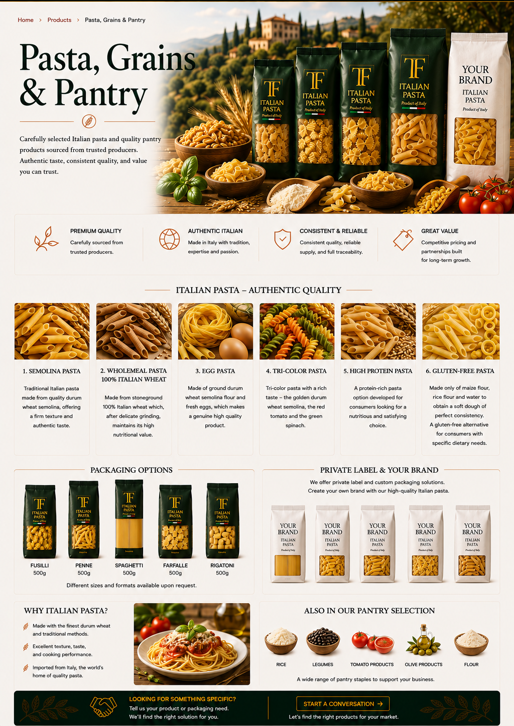 Pasta, Grains & Pantry — TF Global Group