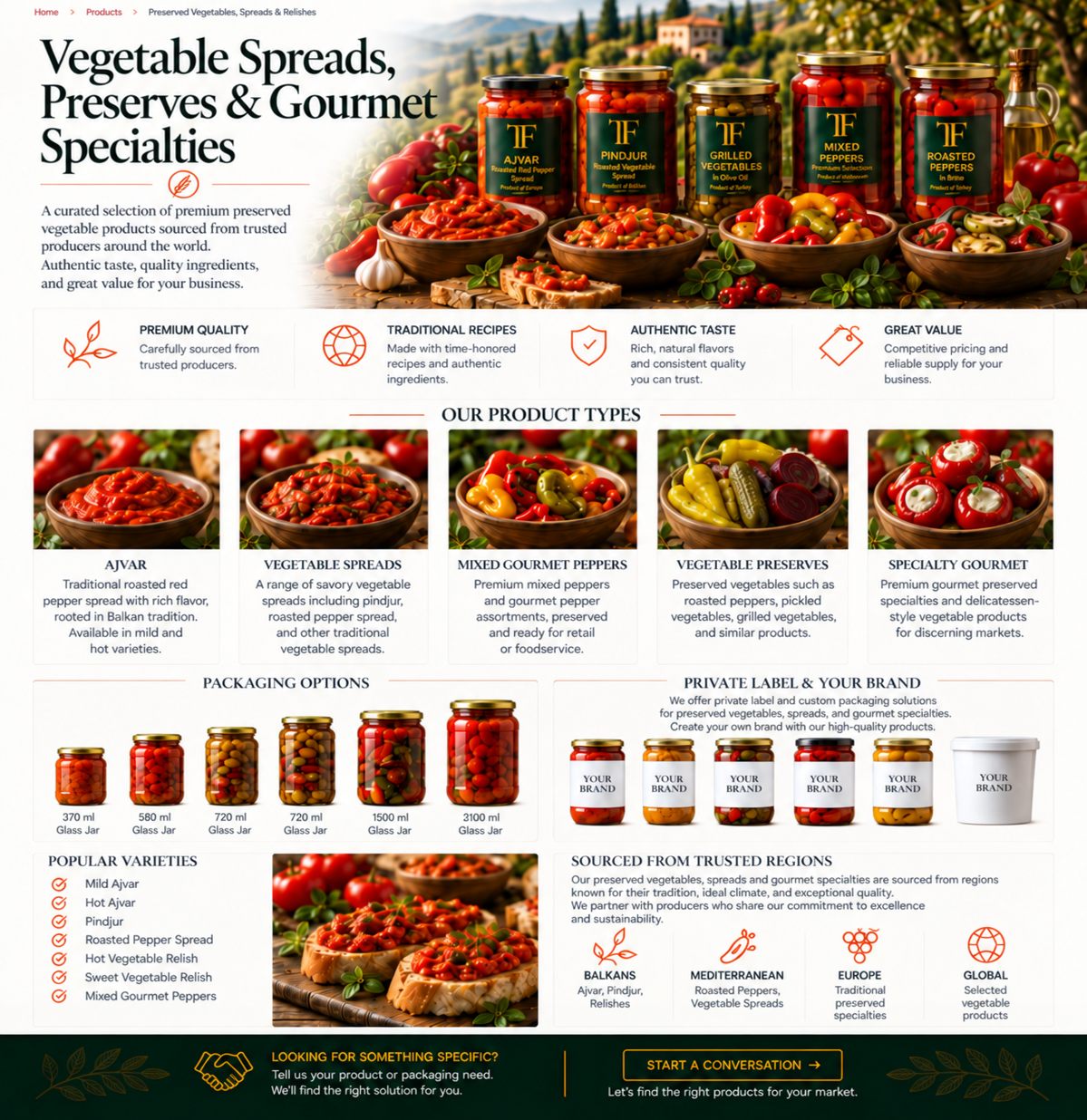 Vegetable Spreads, Preserves & Gourmet Specialties — TF Global Group